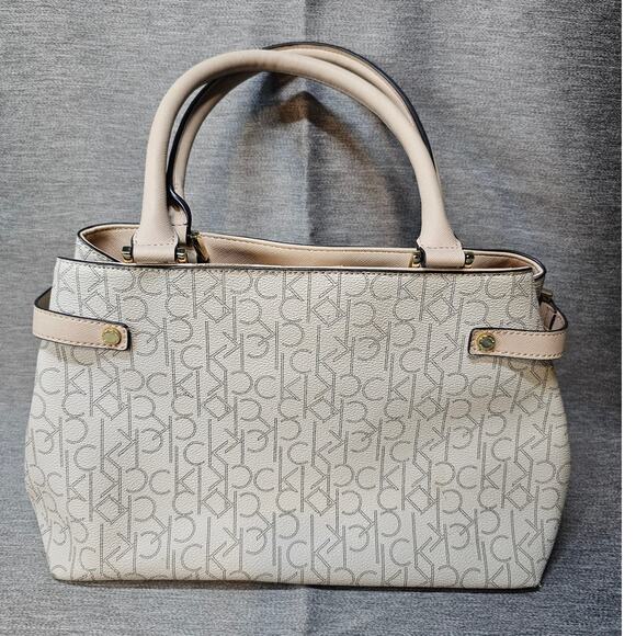 Authentic Calvin Klein Taupe/Tan/Beige Signature Satchel H7DDJ6XG - Picture 2 of 6